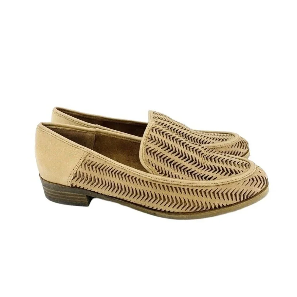 Lucky Brand Camdyn Brown Perforated Leather Loafer Flats Slip On SZ 8.5